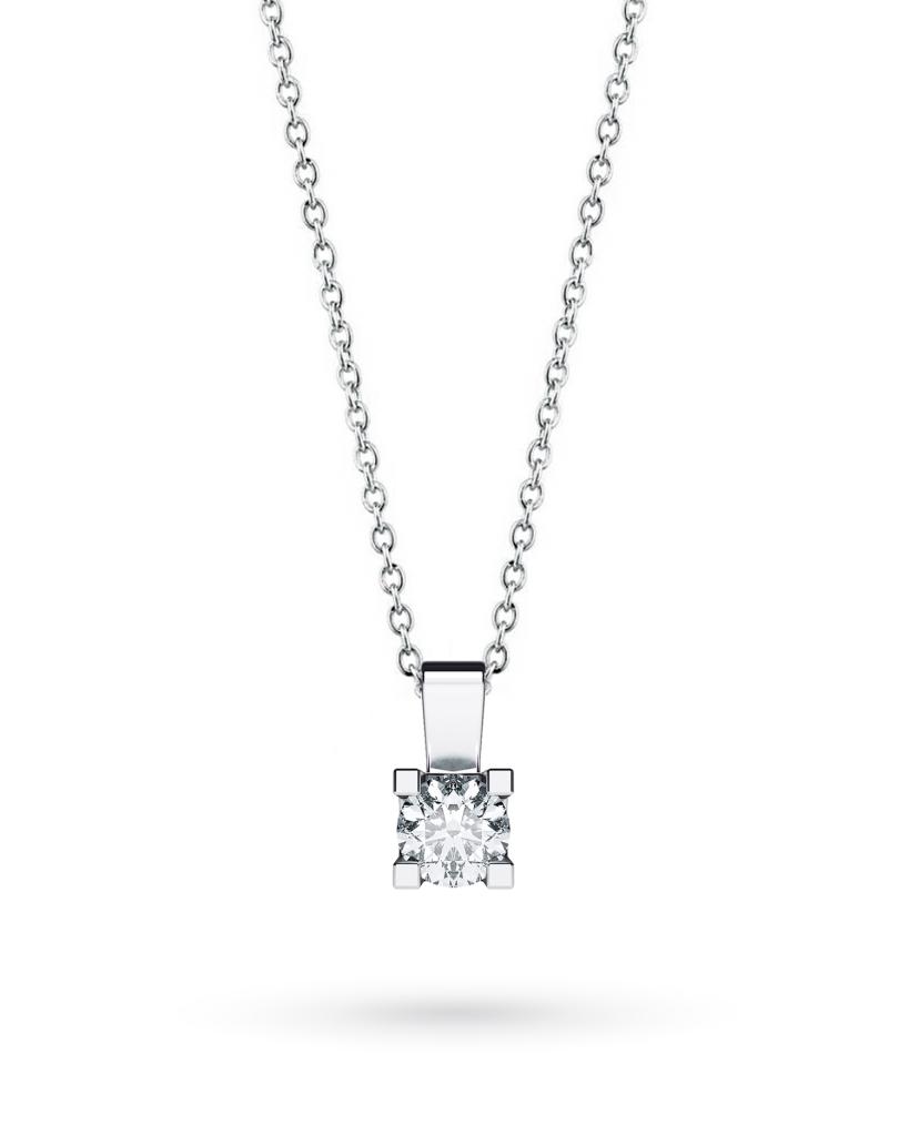 18kt white gold solitaire necklace with diamond D VS 0,25ct - CICALA