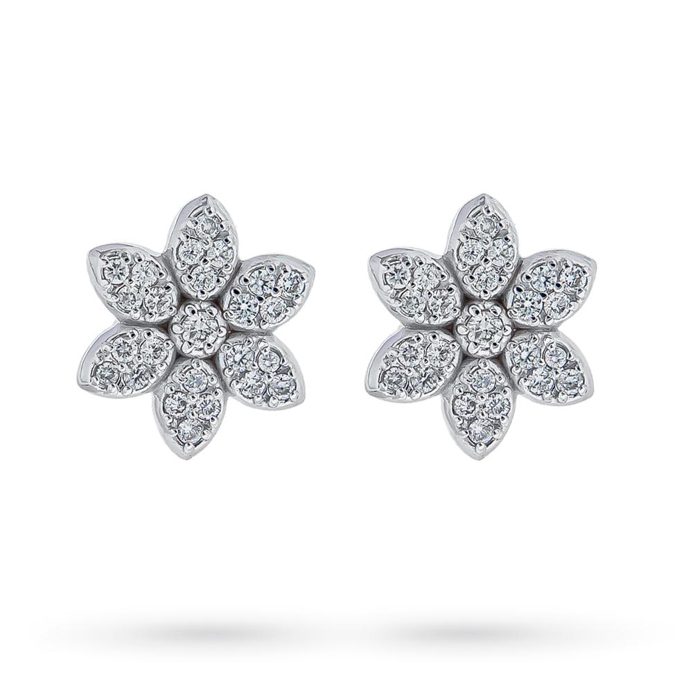 Flower petals diamond earrings 0,52ct white gold - QUAGLIA