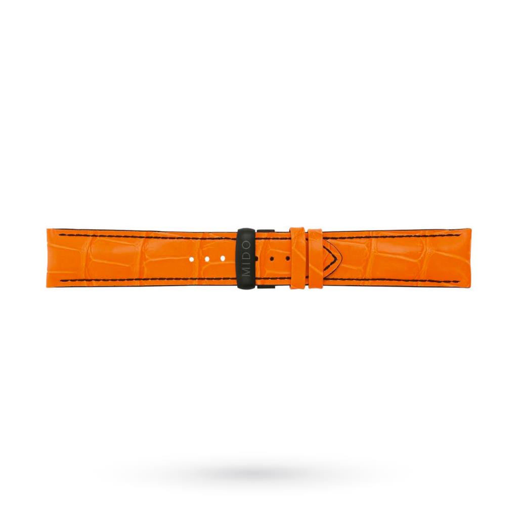 Cinturino Mido imitazione coccodrillo arancione 22mm deployante PVD - MIDO