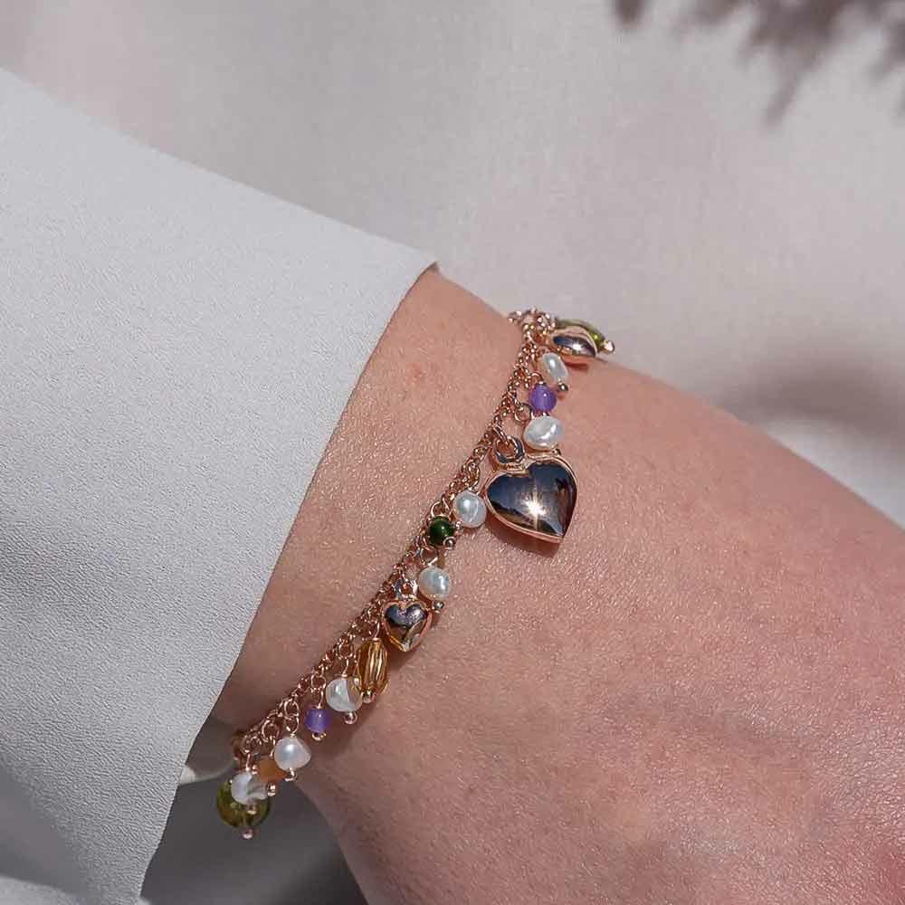  Claudine women's bracelet silver, quartz and hearts 18.5+3 cm - MARIA CRISTINA STERLING