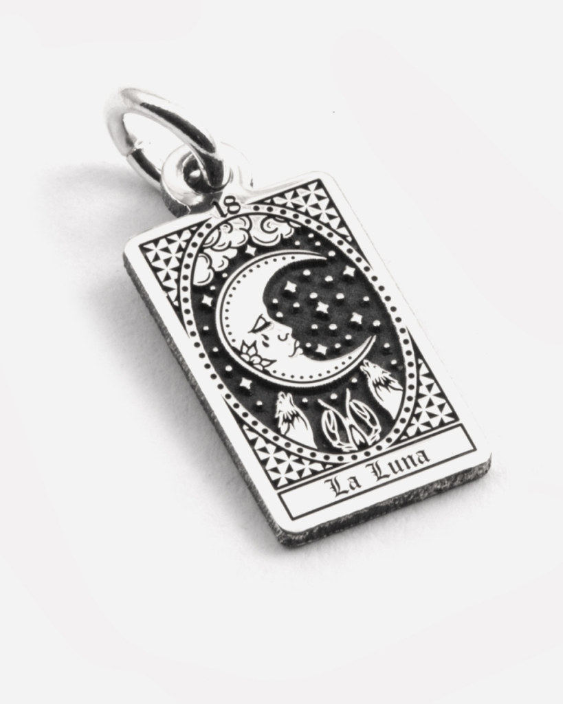 Ciondolo Carta Tarocchi La Luna in argento 925 Grande