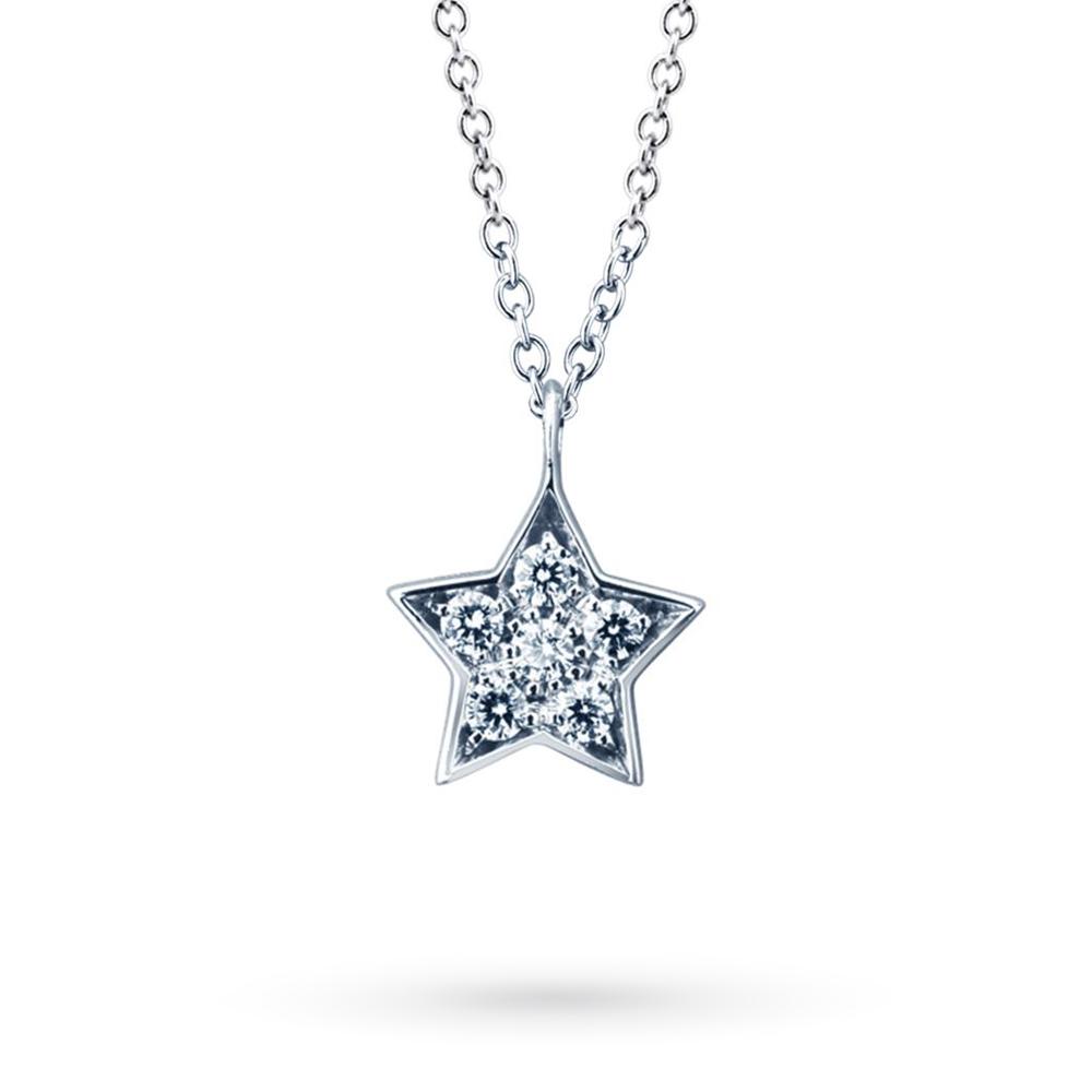 18kt white gold necklace with 0.12ct diamond star - CICALA