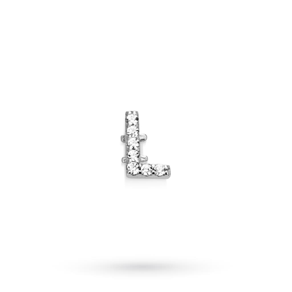 Component letter L in white silver with sapphires - MARCELLO PANE