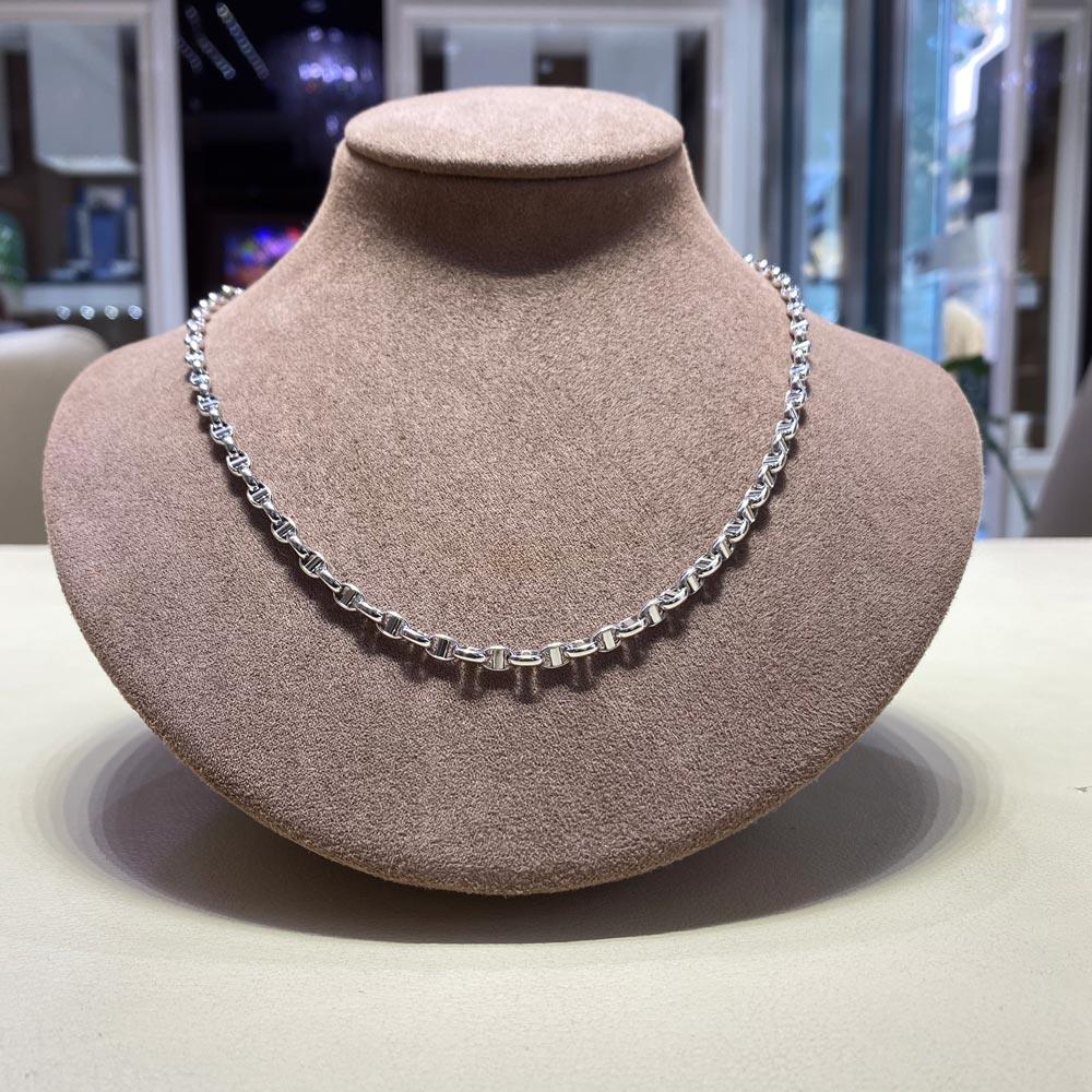  Catena oro bianco 18kt maglia traversina 50 cm  - LUSSO ITALIANO