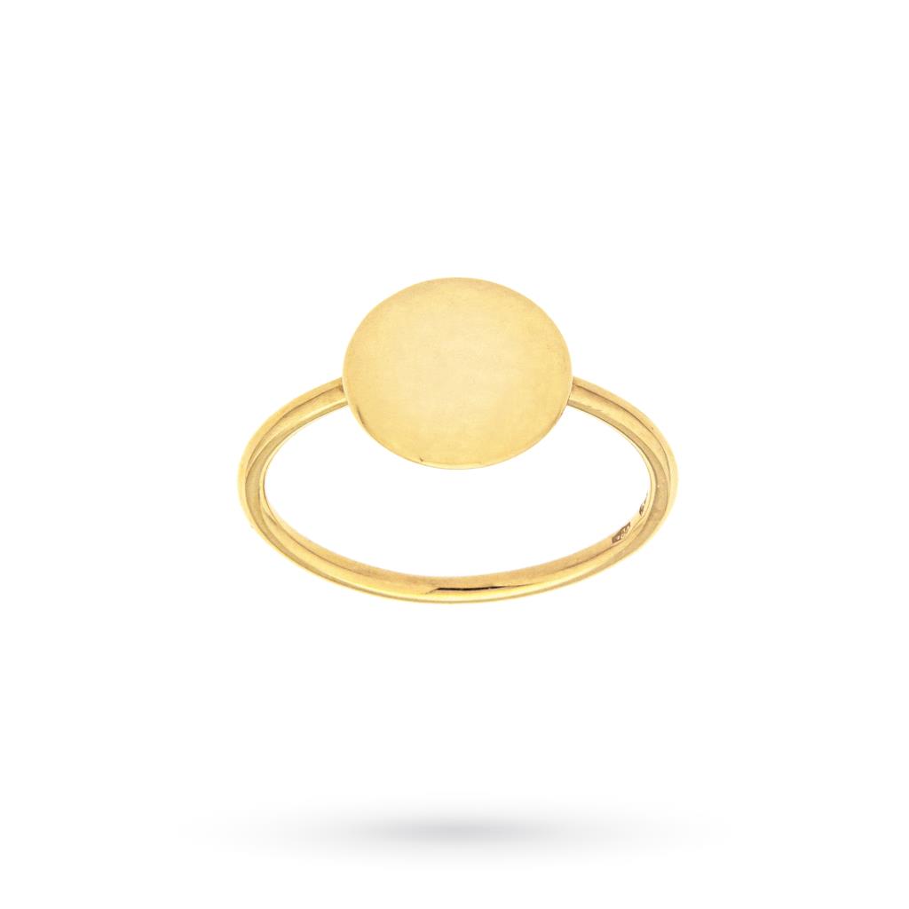 Anello disco lucido per incisione oro giallo 18kt - LUSSO ITALIANO