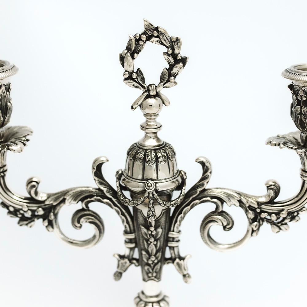  Coppia di candelabri d&rsquo;epoca anni &rsquo;30 in argento 800, Fassi Arno - 