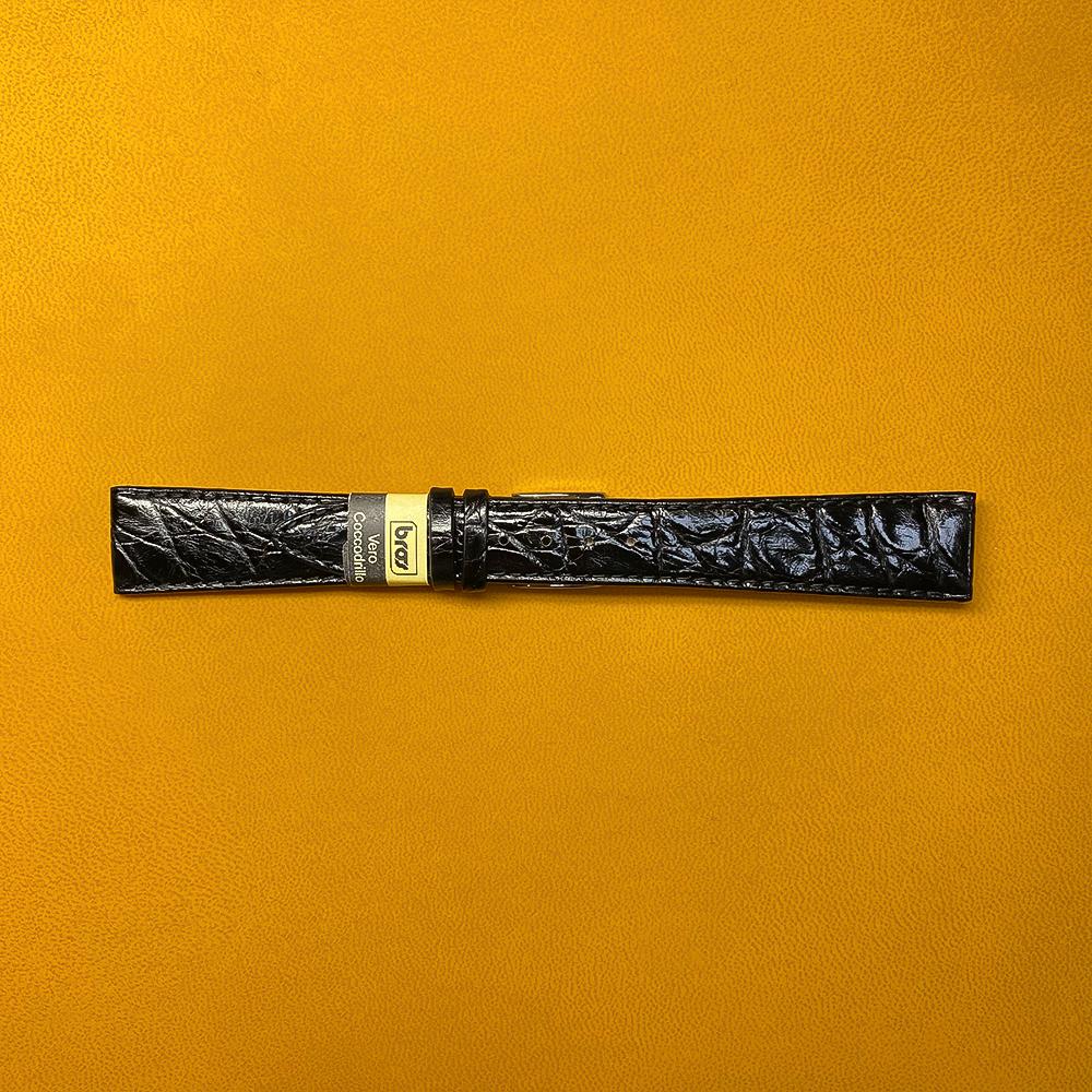 Cinturino coccodrillo Brasile nero lucido 18-14mm - BROS