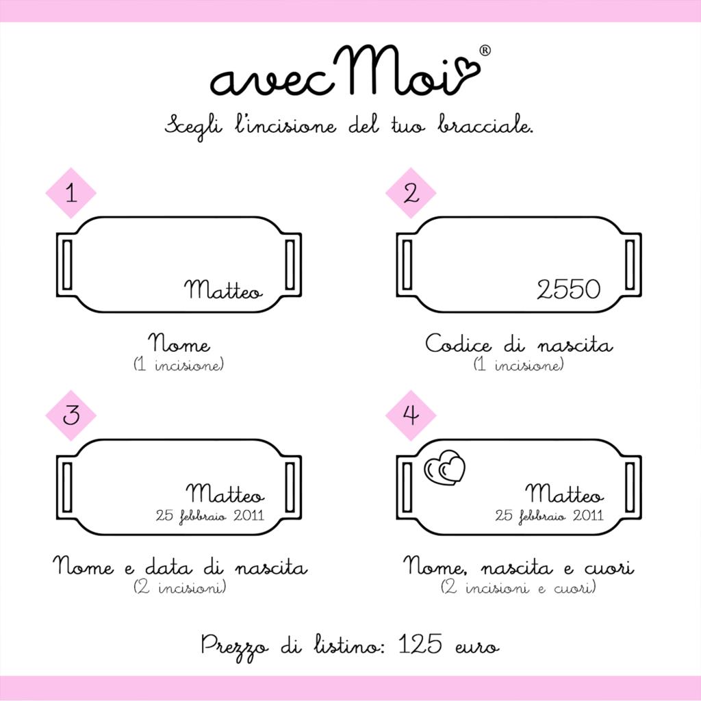  Bracciale nascita AvecMoi argento cinturino sartoriale - CICALA