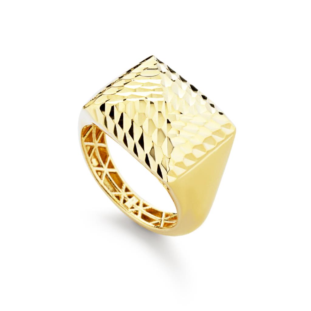 Marcello Pane chevalier ring in faceted gilded silver - MARCELLO PANE