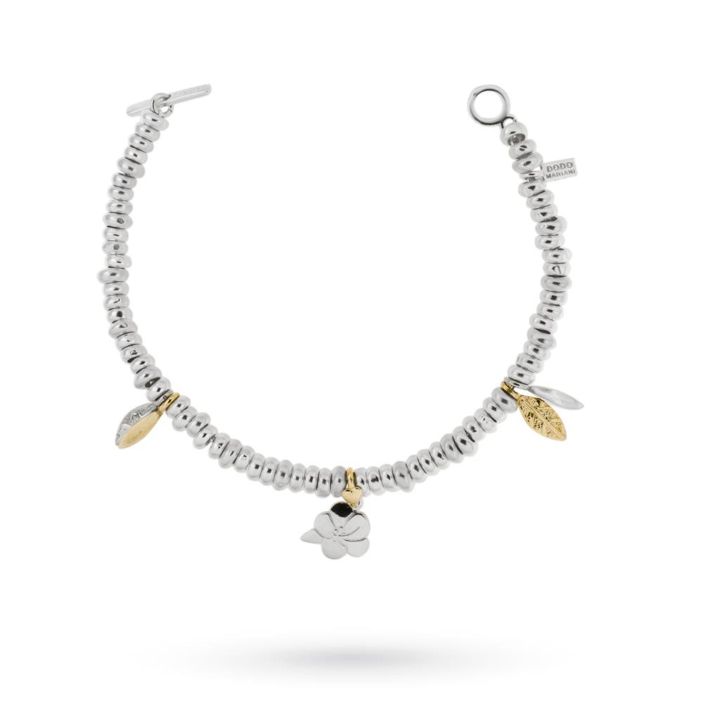 Dodo Mariani bracelet silver particles pendants 5 leaves - DODO MARIANI