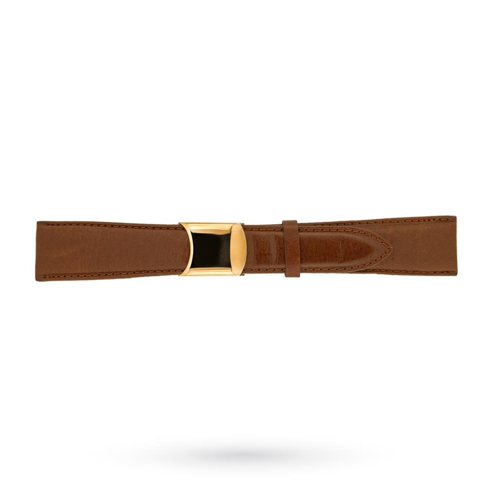 Cinturino cuoio inglese marrone 20-16mm fibbia dorata - BROS