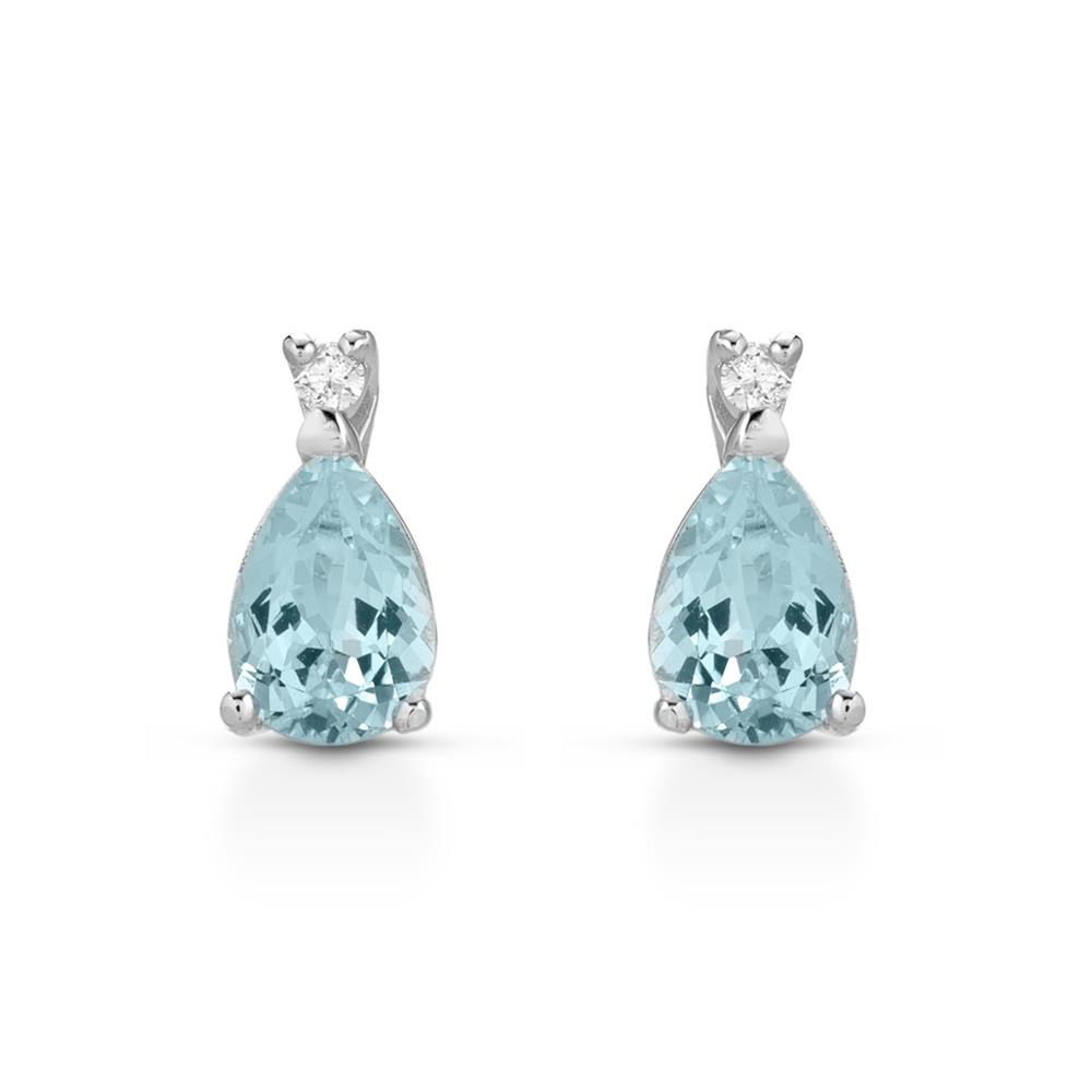 Earrings with drop aquamarine 1,00ct and diamonds - LELUNE