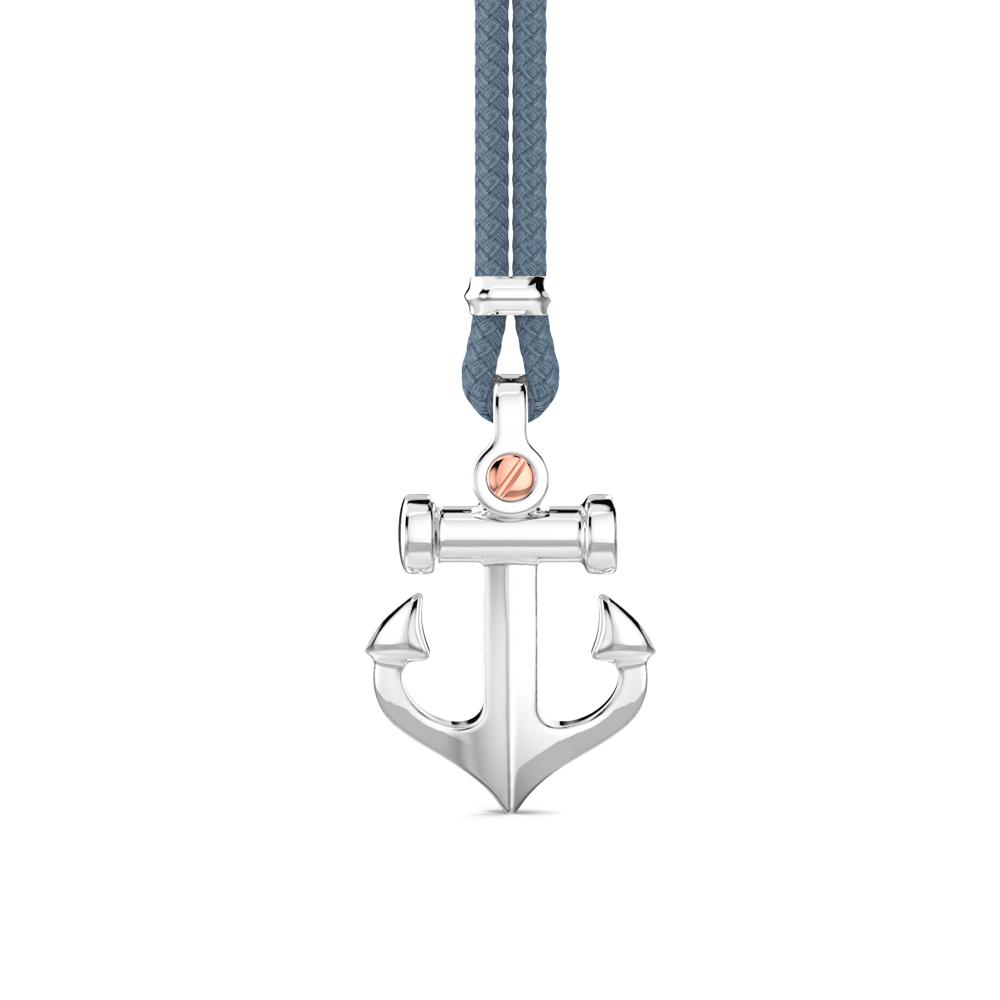 Zancan necklace EXC447-AV kevlar anchor pendant silver - ZANCAN