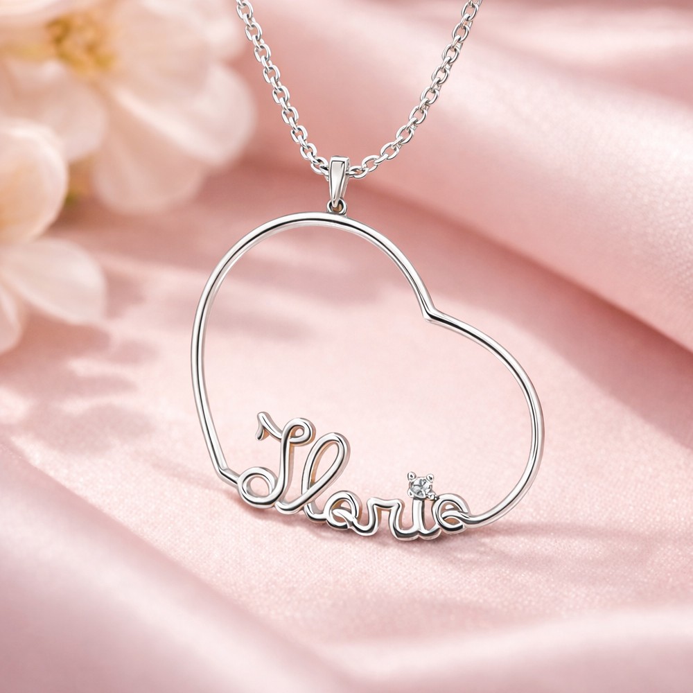  Ilaria name pendant in white gold wire with diamond - LUSSO ITALIANO