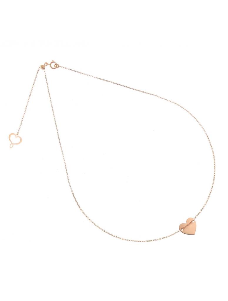 Collana aurum oro rosa 18kt con lastra di cuore medio  - MAMAN ET SOPHIE