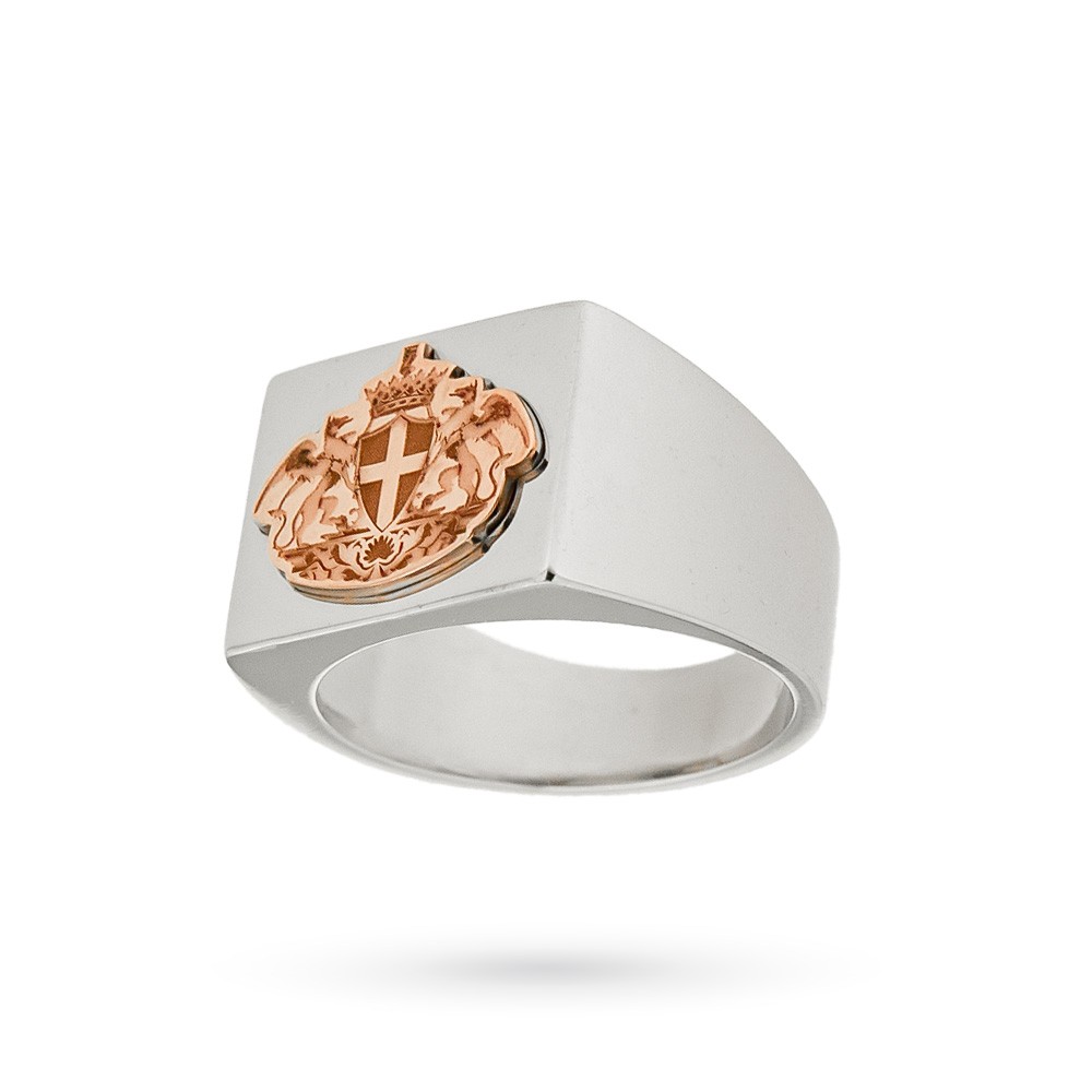  Anello di Genova in argento e oro rosa con stemma ufficiale (21) - CICALA