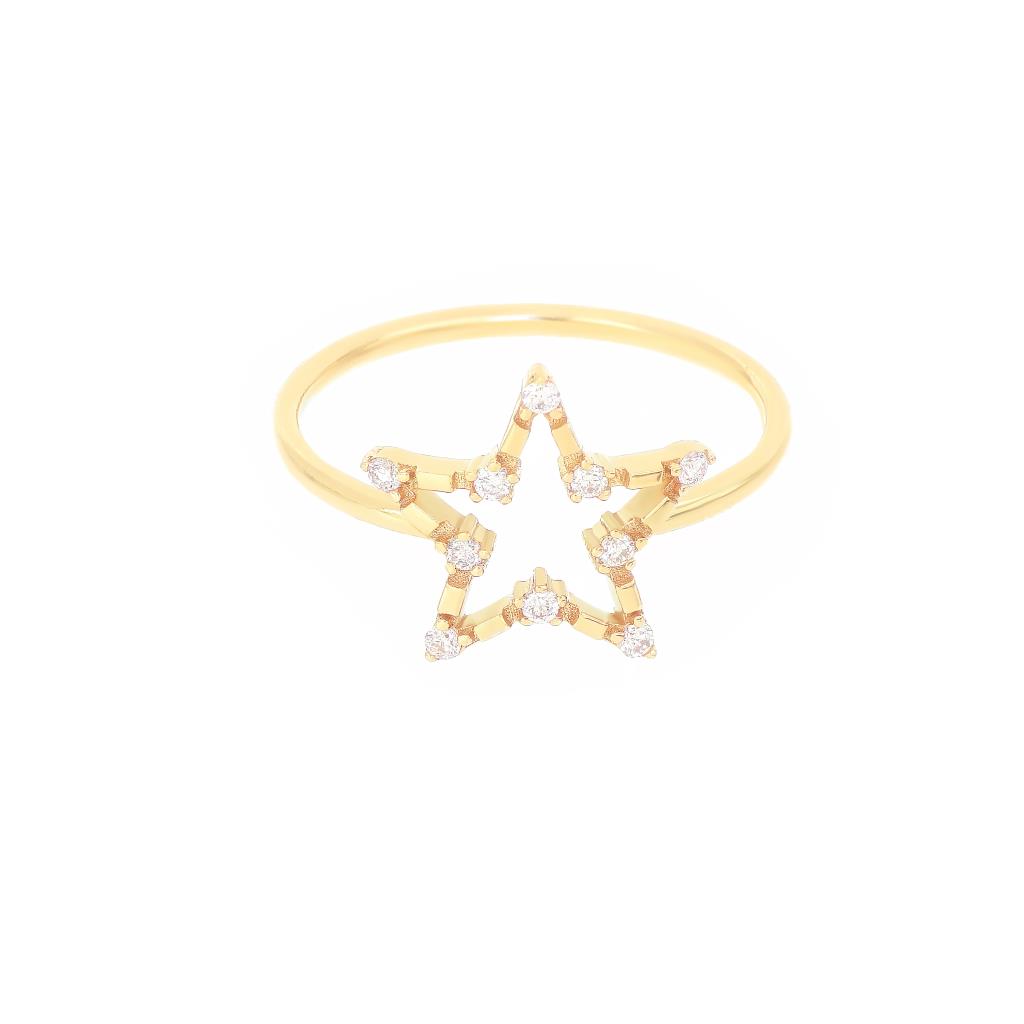 Anello Aurum con stella oro giallo 18kt e diamanti - MAMAN ET SOPHIE