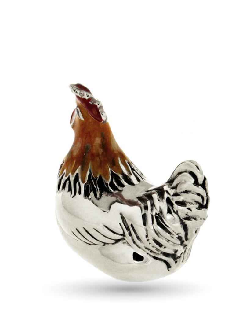  Gallina piccola Soprammobile Piccolo argento 925 smalto - SATURNO