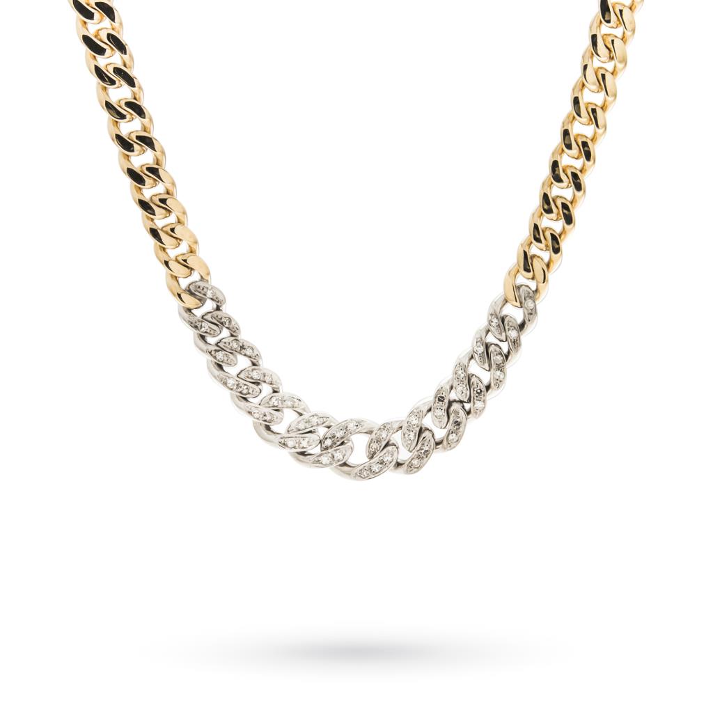 Collana catena grumetta con parte centrale d