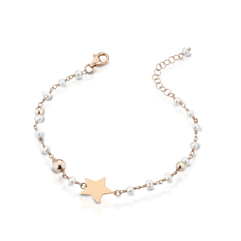 Pink silver bracelet with star pearls 18.5cm - GLAMOUR