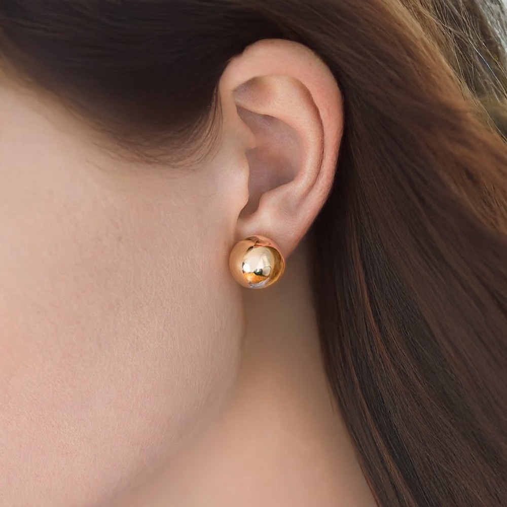  Orecchini mezza sfera oro giallo 18kt Ø 11mm - LUSSO ITALIANO