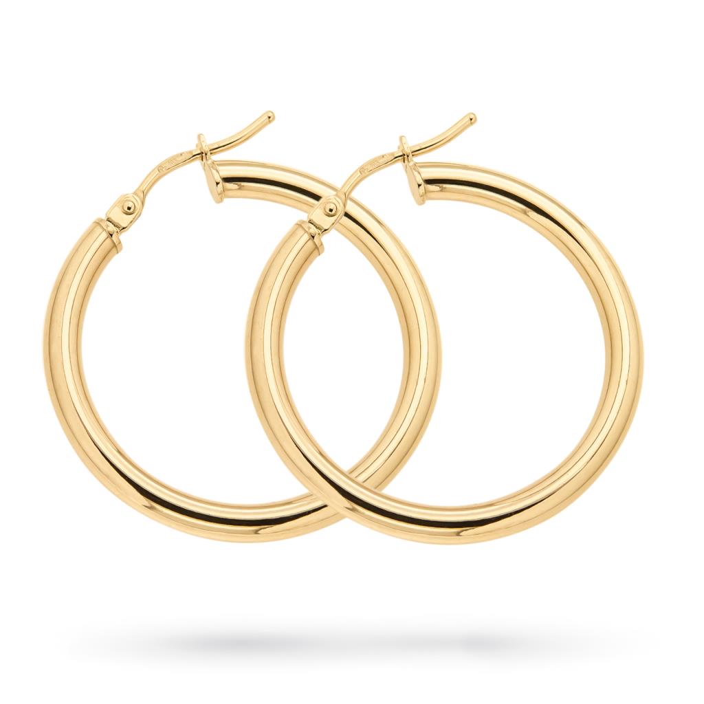 Yellow gold circles earrings Ø25mm - UNBRANDED