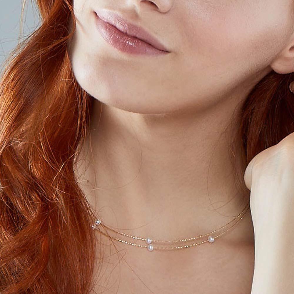  Collana filo oro giallo con 8 perle Ø 4mm MagicWire - MAGICWIRE