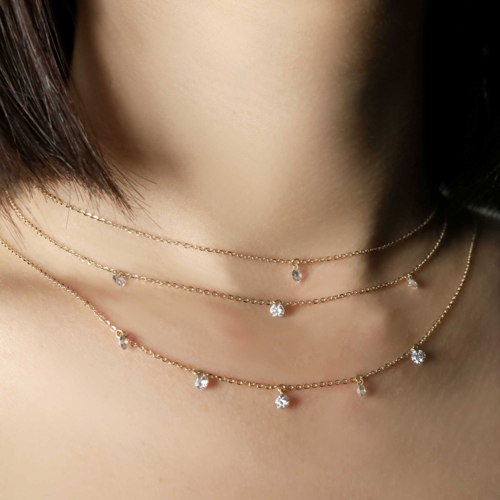  18kt gold necklace 1 lab-grown diamonds 0,15ct LuxGioielli - LUXGIOIELLI