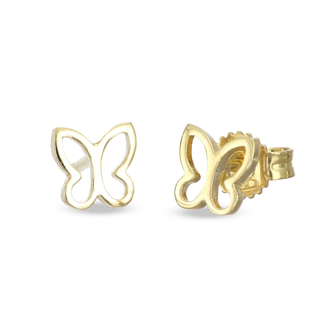 Orecchini a farfalla traforata in oro giallo 18kt 6x6 mm per bambina, Cicala