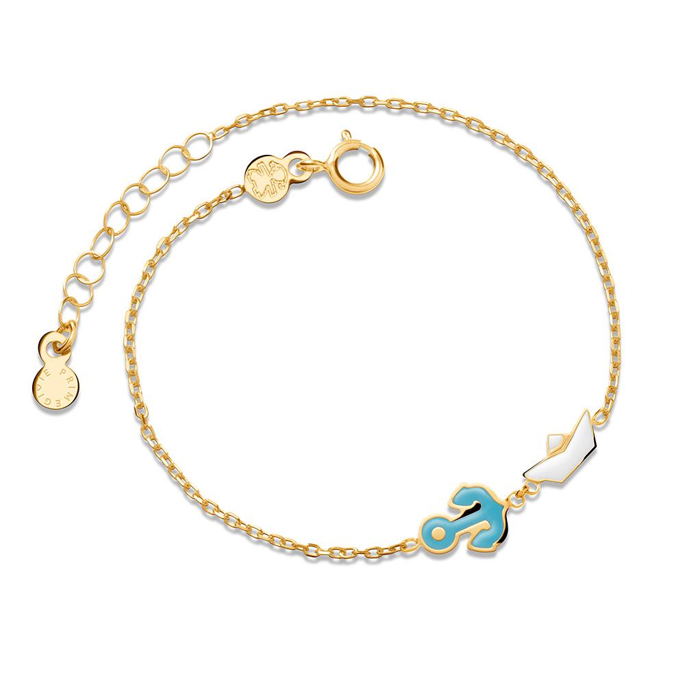 LeBebe PMG075 Primegioie Fortuna bracelet in yellow gold with anchor and boat - LE BEBE