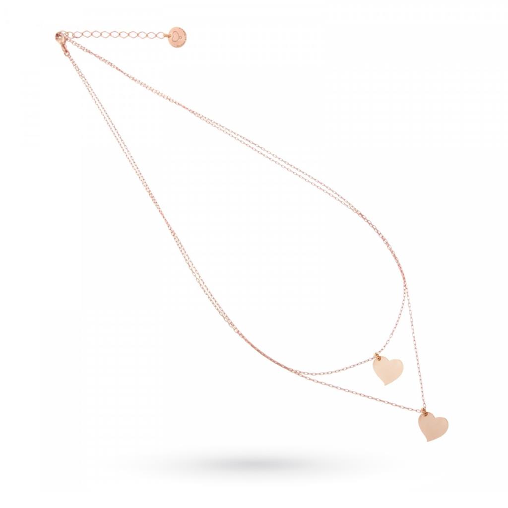 Necklace with double choker hearts in 925 silver plated in rose gold - MAMAN ET SOPHIE