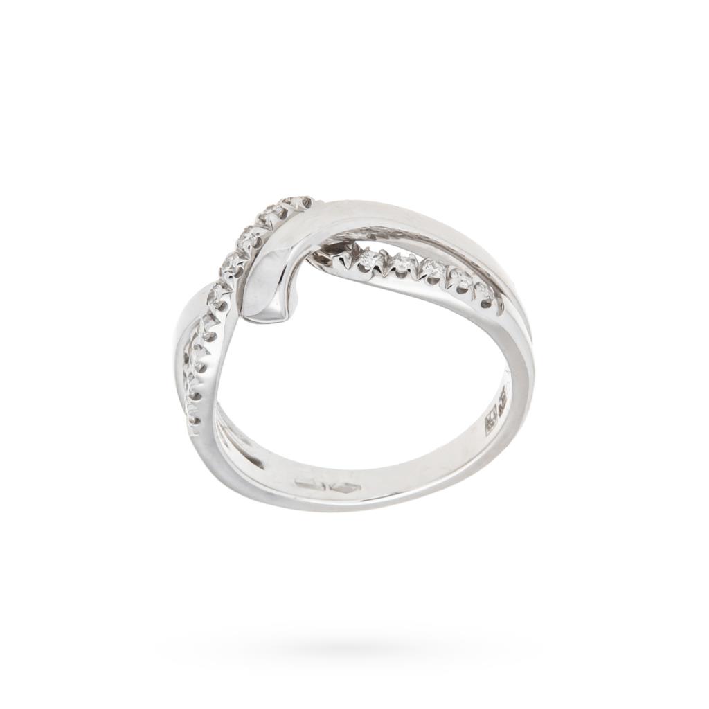  Anello fili oro bianco intrecciati diamanti 0,19ct Mirco Visconti - MIRCO VISCONTI