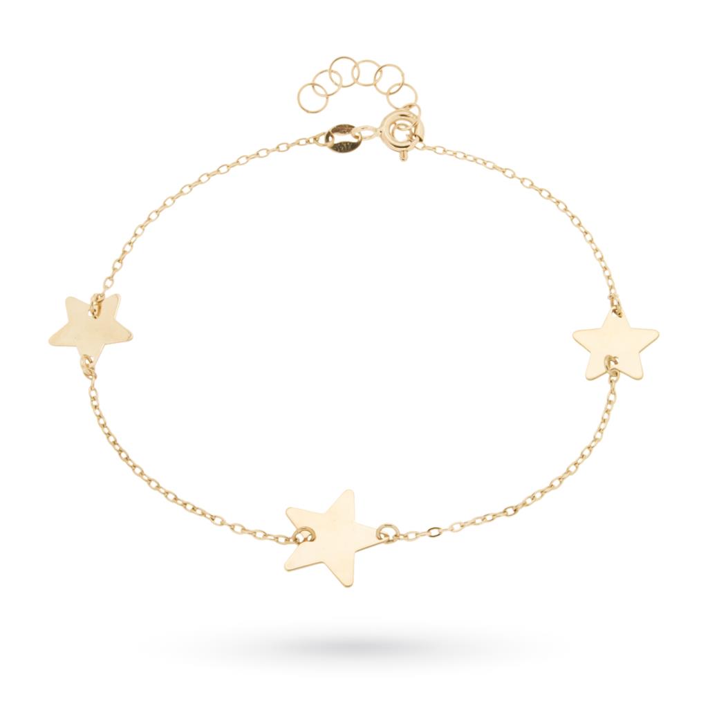 Bracciale con ciondoli stelline in oro giallo 18kt - LUSSO ITALIANO