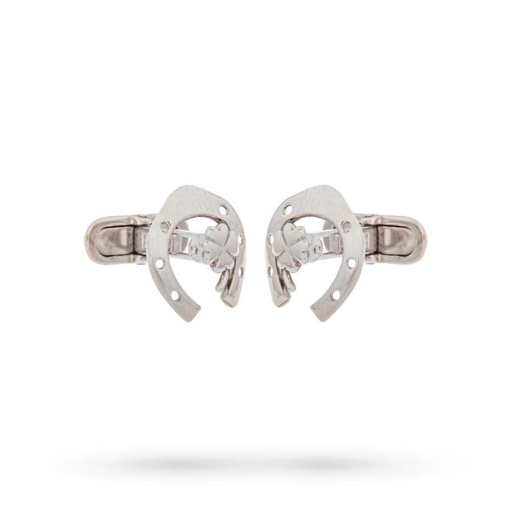 Gemelli per camicia Ferro di cavallo e Quadrifoglio argento - LUSSO ITALIANO