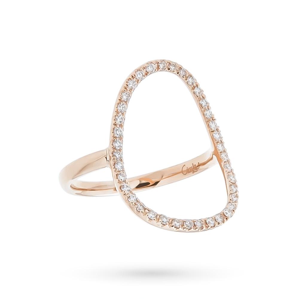 18kt rose gold ring oval of diamonds 0.28 ct - CICALA