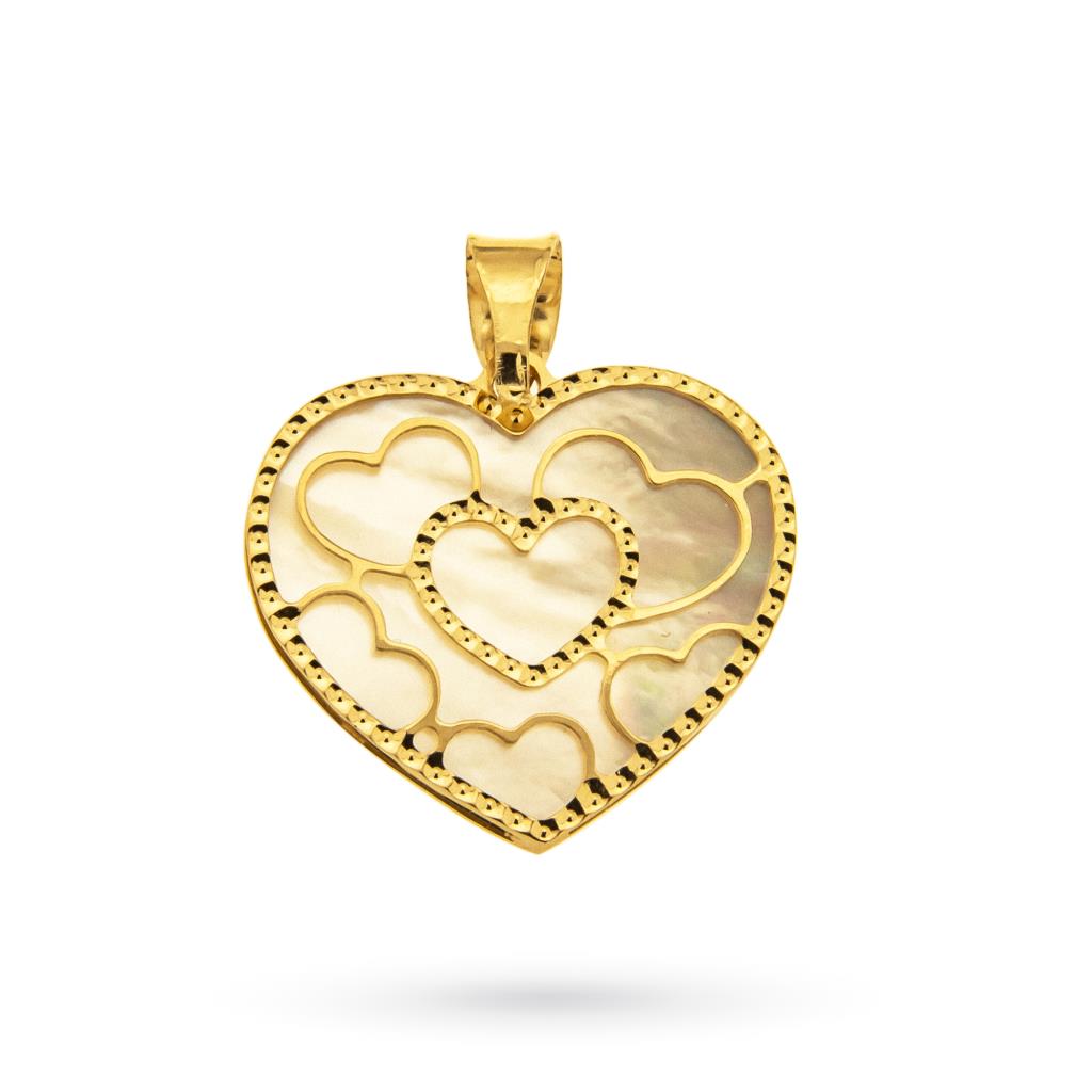 Heart pendant in mother of pearl and 18kt yellow gold - LUSSO ITALIANO
