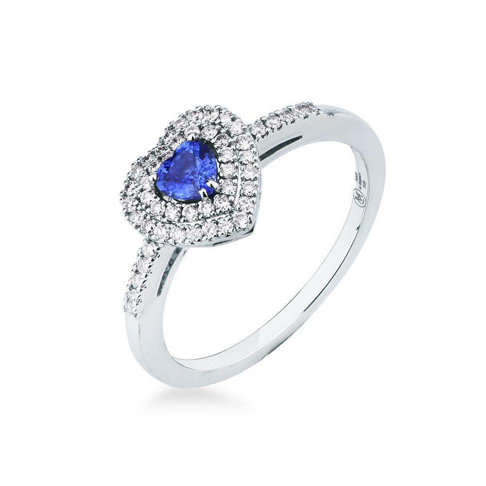 Anello zaffiro blu cuore 0,30ct diamanti 0,25ct Mirco Visconti - MIRCO VISCONTI