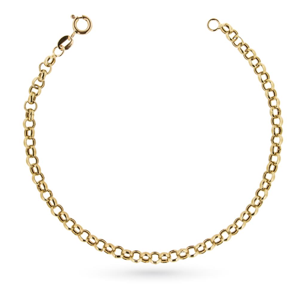 18kt yellow gold rolo chain bracelet with polished surface - LUSSO ITALIANO