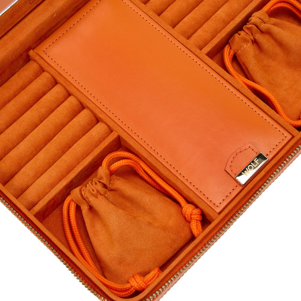  Wolf Large Zip Jewellery Case - Tangerine - WOLF