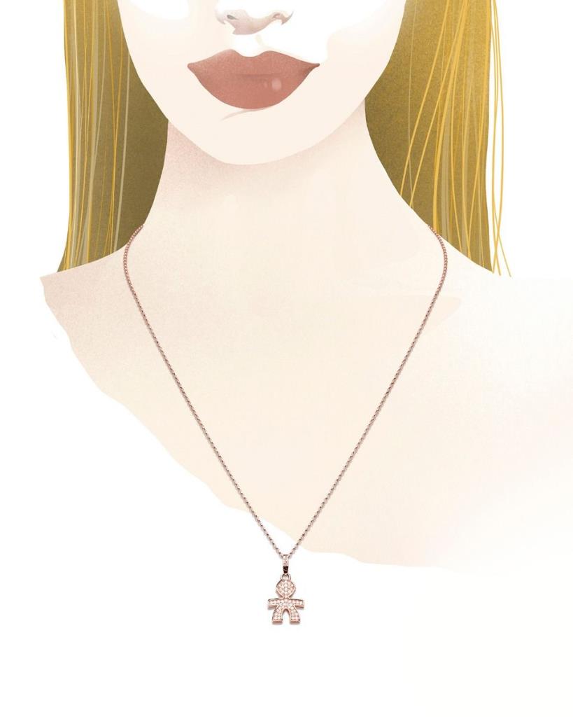  leBebe necklace LBB451 child shape pink gold diamonds ct 0,22 - LE BEBE