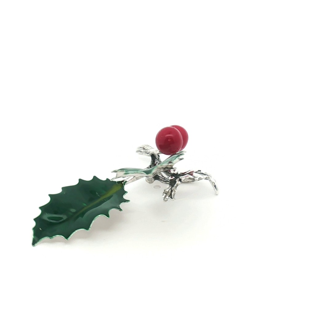  Agrifoglio Piccolo 2 Foglie Palline E Foglie Smaltate - SATURNO