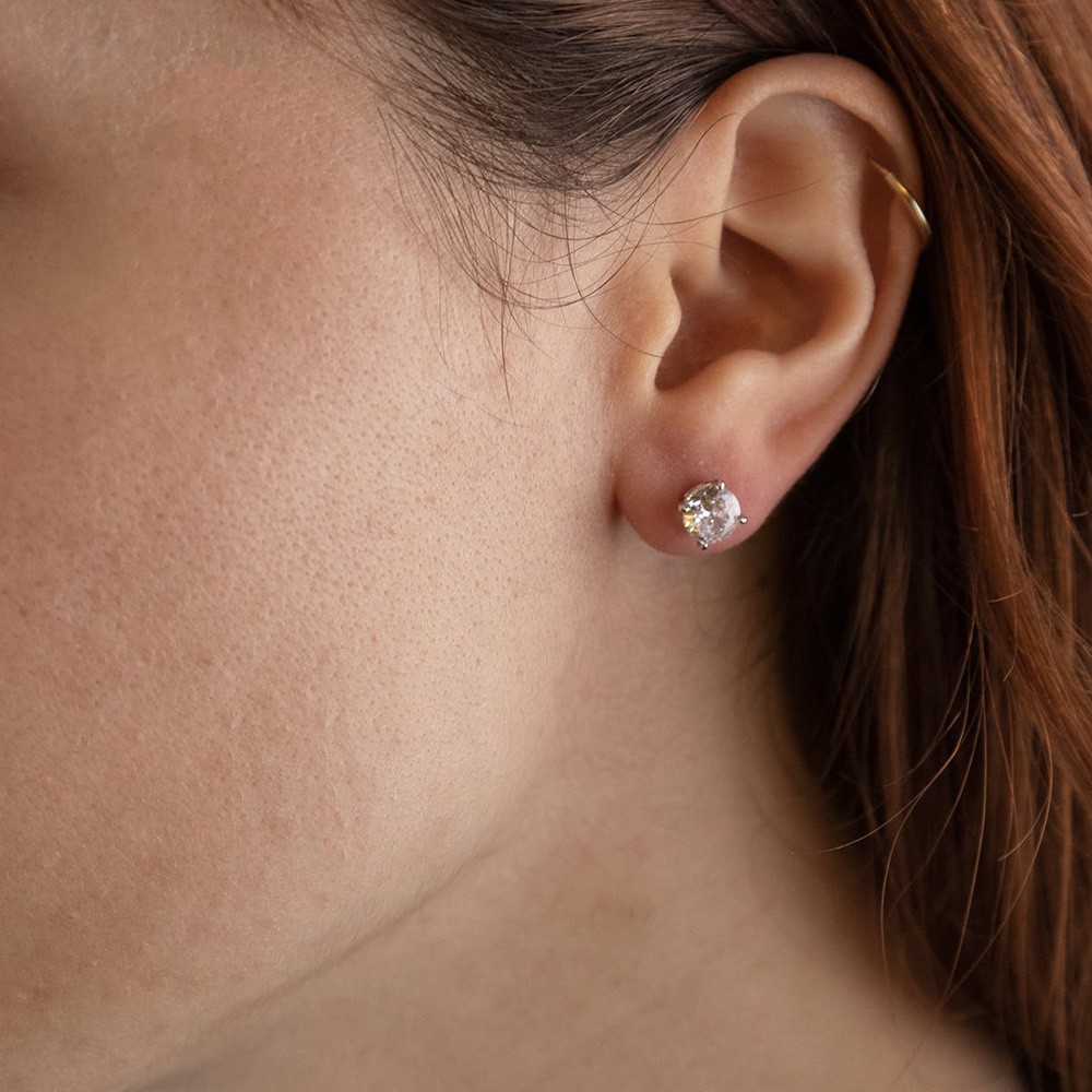  Orecchino singolo punto luce argento rodiato lucido Nove25 - NOVE25