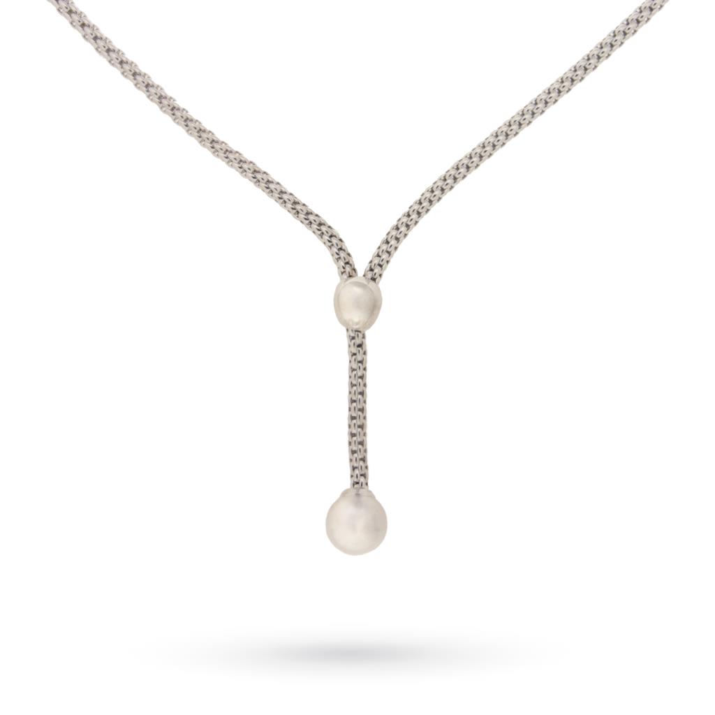 Fope thin white gold necklace with shiny spheres - FOPE