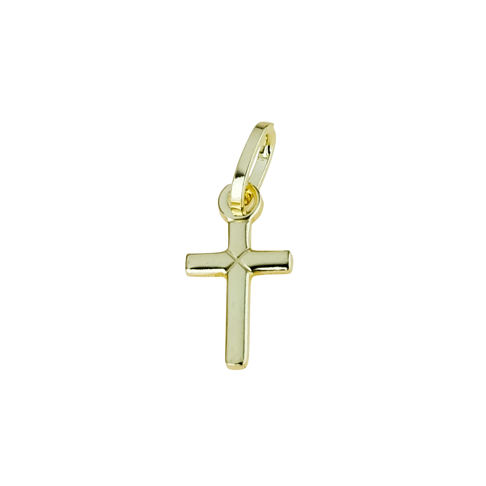 Ciondolo croce piccolo in oro giallo 15x8 mm con contromaglia, Cicala