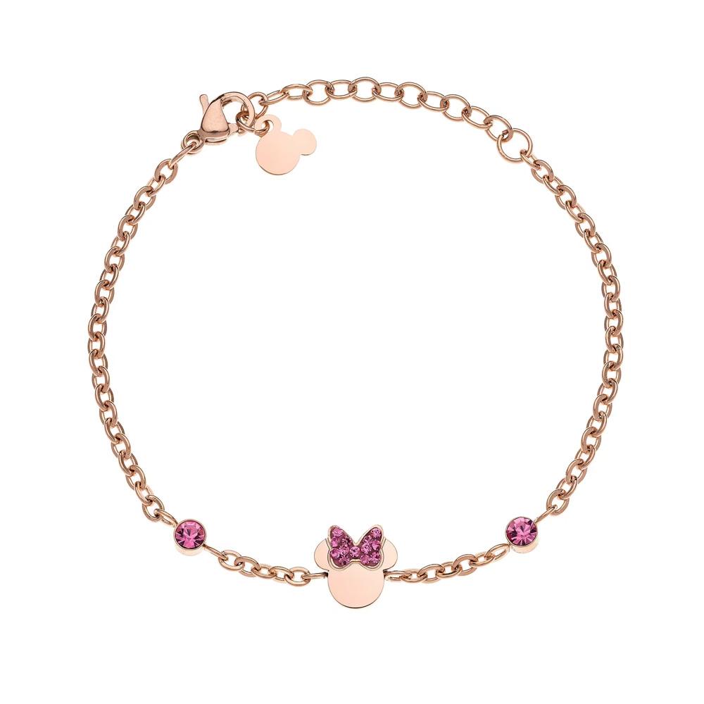 pink disney minnie girl bracelet with pink crystals - DISNEY