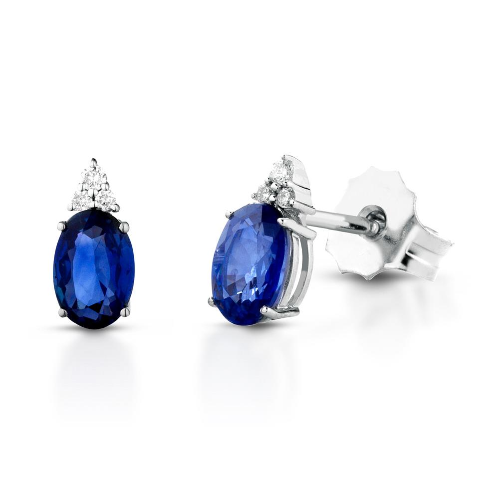  Orecchini in oro con diamanti e zaffiro blu 1,27ct - LELUNE