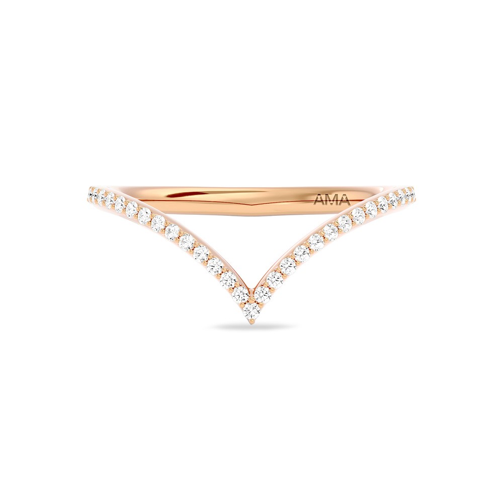 Anello fedina a punta in oro rosa con diamanti etici