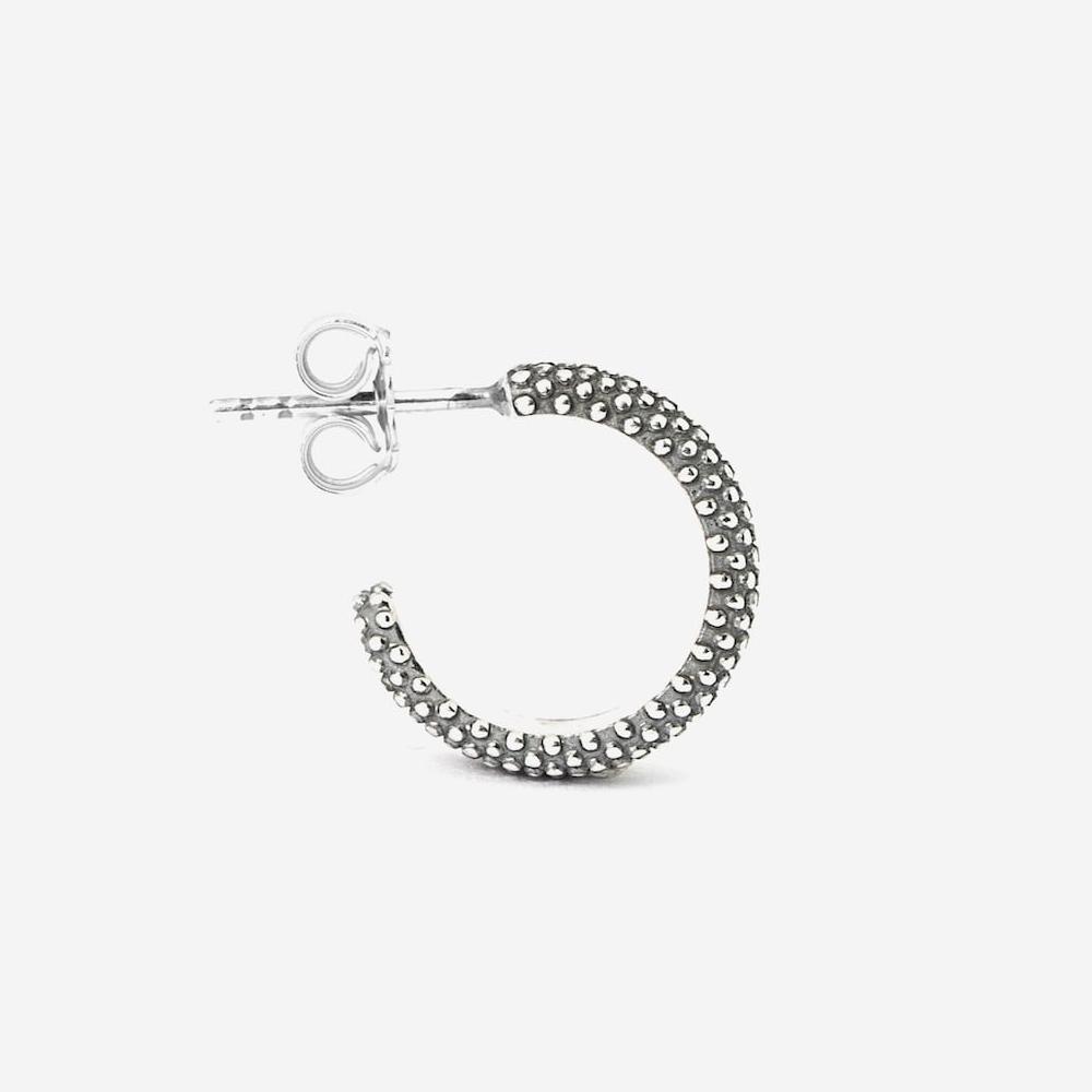  Mono orecchino cerchio piccolo puntinato argento 925 brunito - NOVE25