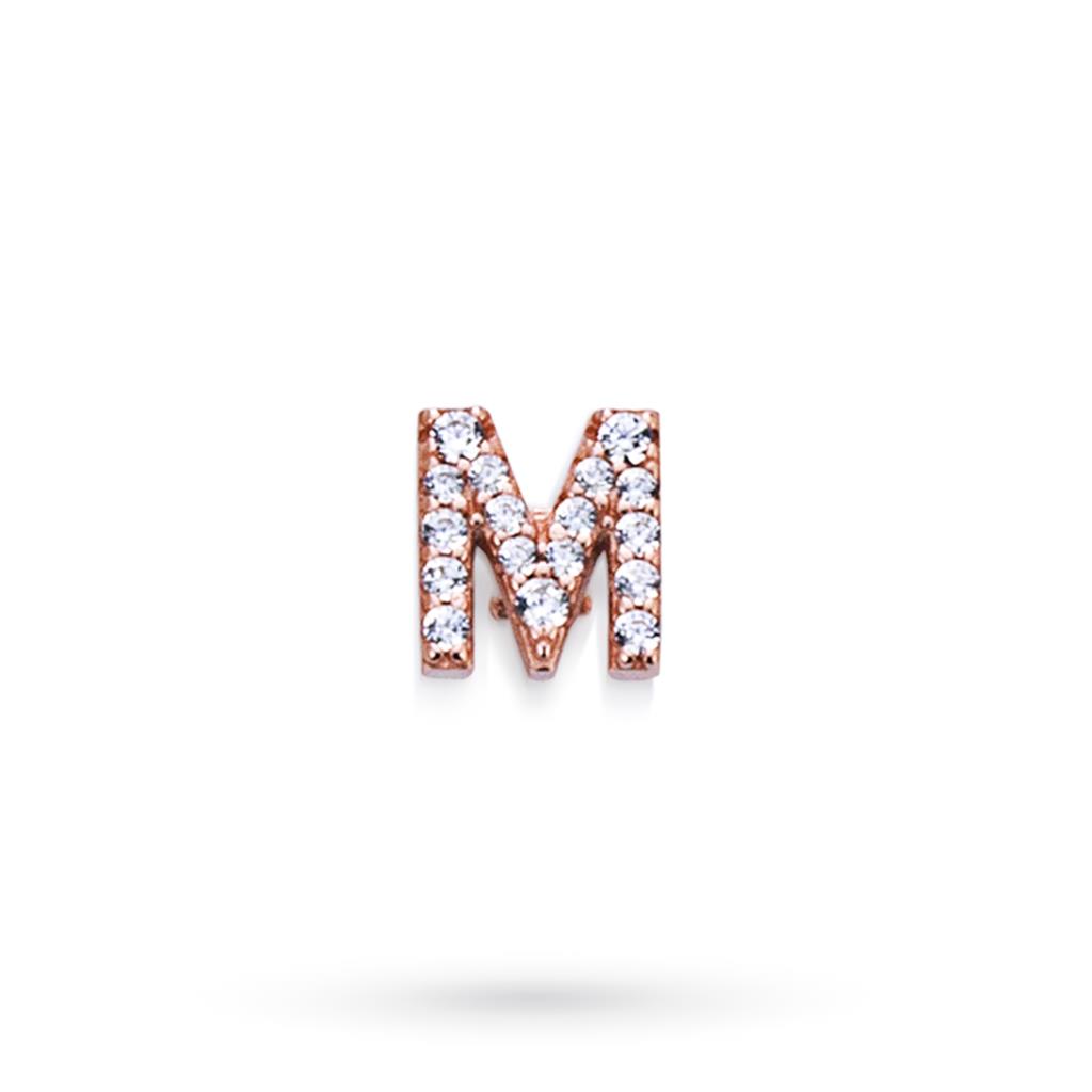 Componente lettera M in argento rosa con zaffiri  - MARCELLO PANE
