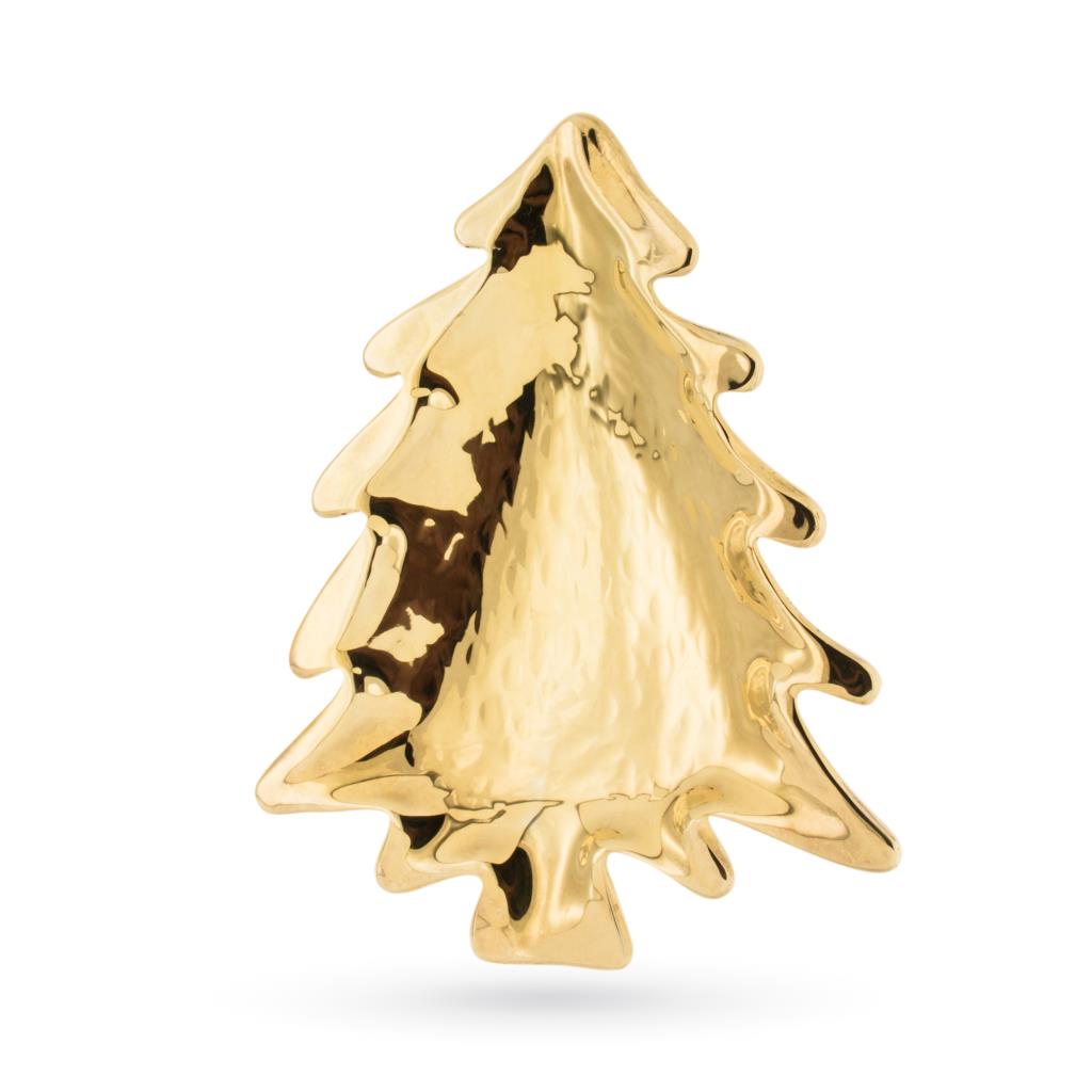 Piattino a forma di abete natalizio in argento dorato - ITALO GORI
